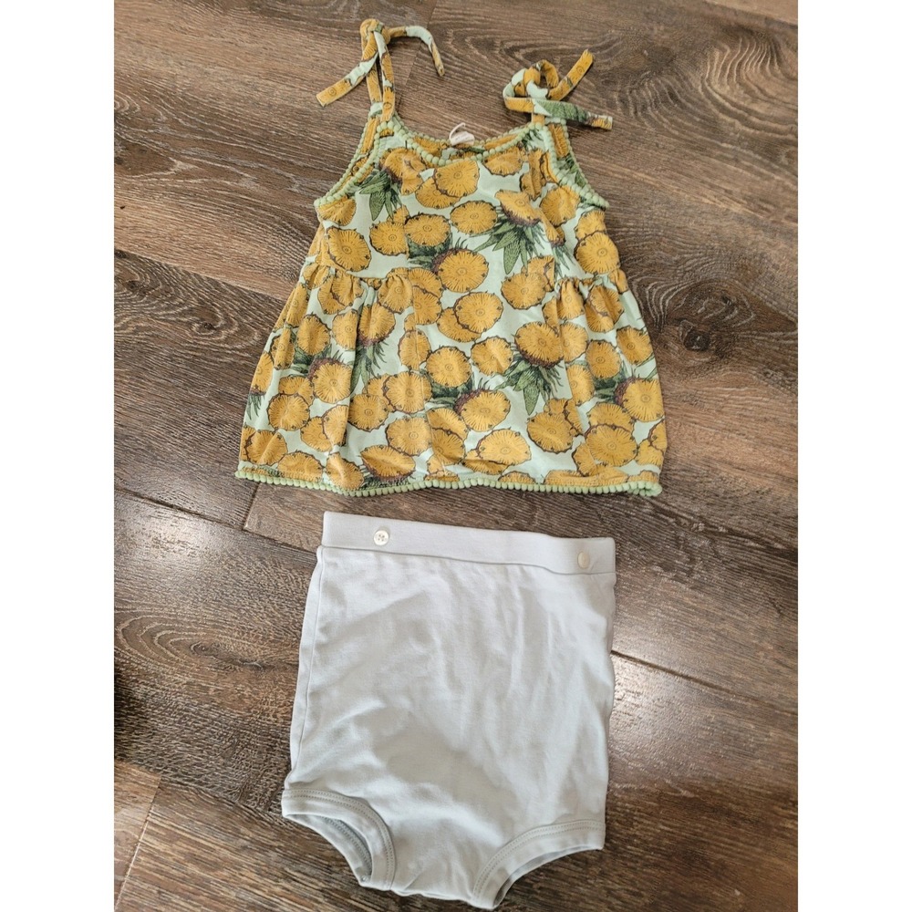 Kate Quinn Girls Pineapple Pom Pom Top 4T Blue Bloomers 3T Set Tropical #4